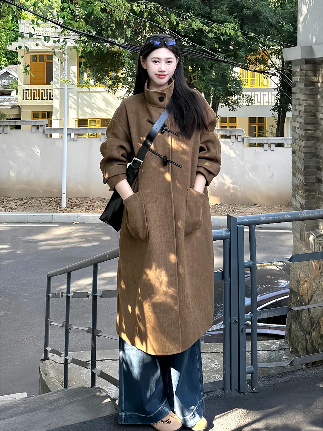 

plus Size Korean Sle Woolen Coat Women's Mid-Length Outerwear Spring New Hepburn Versatile Long Sve Stand Collar Coat