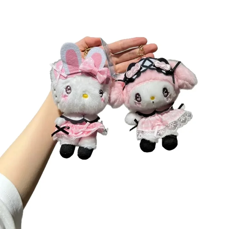 Porte-clés à breloques Hello Kitty et ma mélodie de 4e génération, accessoires en peluche de demoiselle d'honneur en dentelle de rêve, poupée mignonne, cadeau Surprise pour filles
