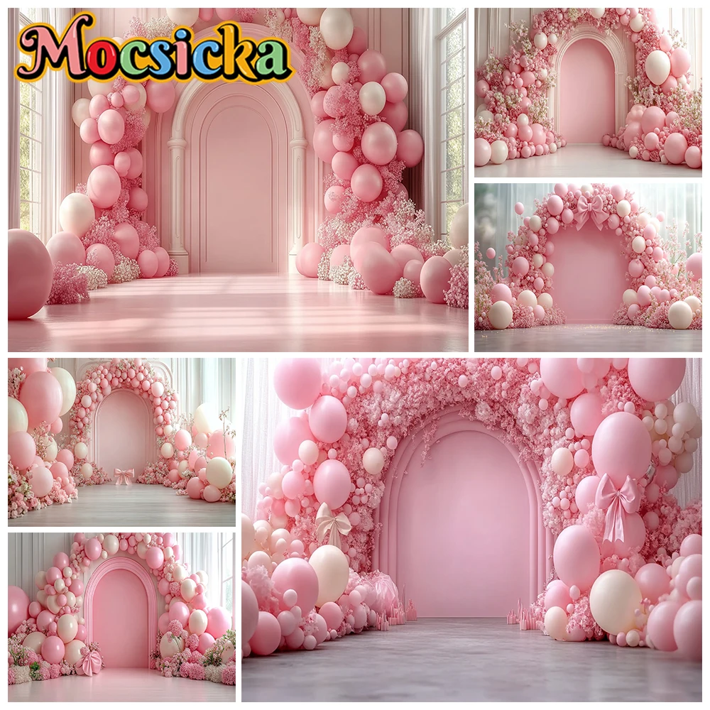 

Mocsicka Photography Backdrop Pink Balloon Wall Flowers Wedding Birthday Party Decors Portrait Background Photo Studio Wallpaper