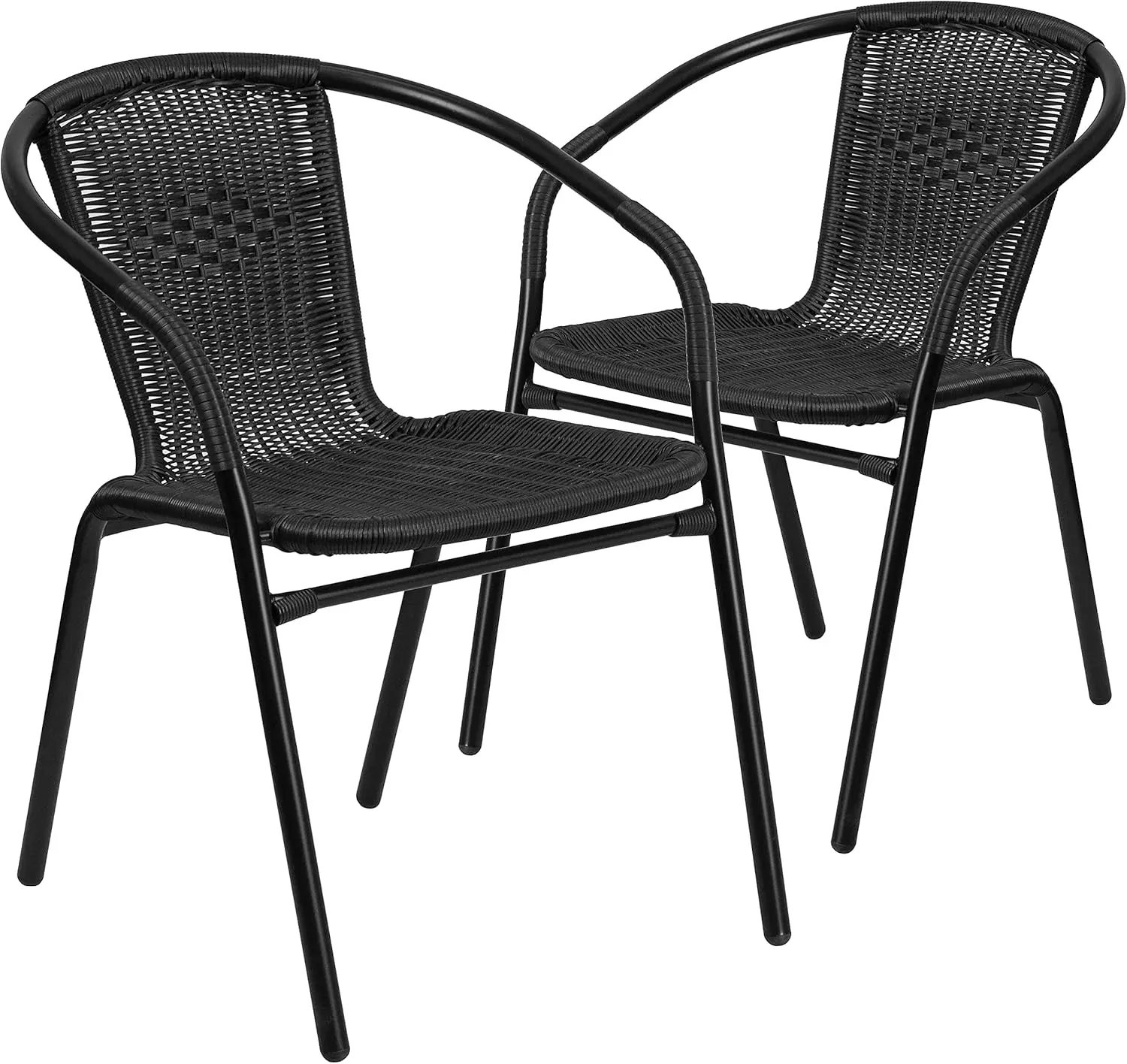 Furniture Modern Rattan Indoor/Outdoor Restaurant Dining Chairs,Stackable Rattan Bistro Chairs for Patio or Restaurant Set of 2,