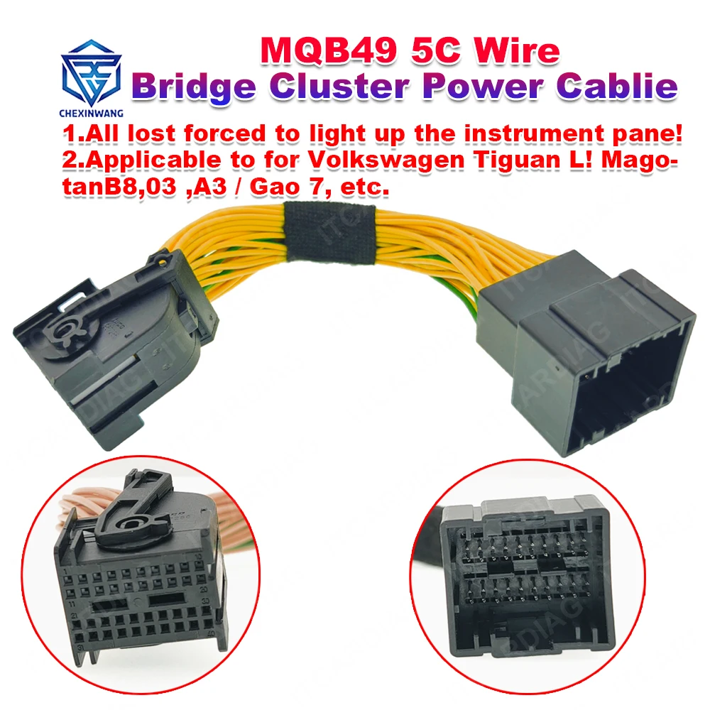 MQB49 5C Smart Short Circuit Wire Cable All Key Lost for VW for TIGUAN L/ Passat B8 for Aud A3 Q3/ Glof 7 Collect Data Light-Up