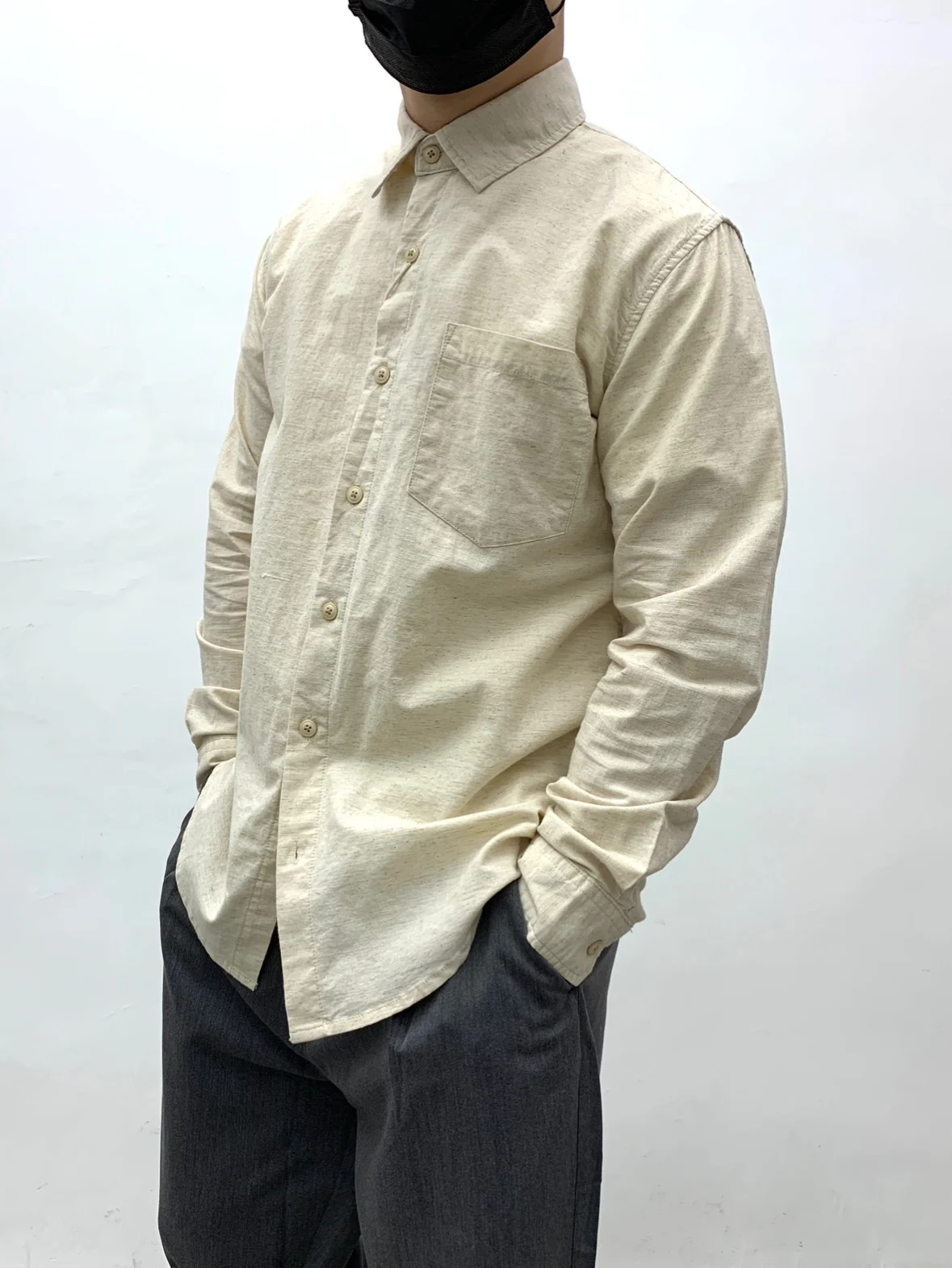 

Men's 55% Linen 45% Cotton Shirt Summer Linen Blend Japanese Retro Style Euro-American Minimalist Long Sleeve Oversized Casual