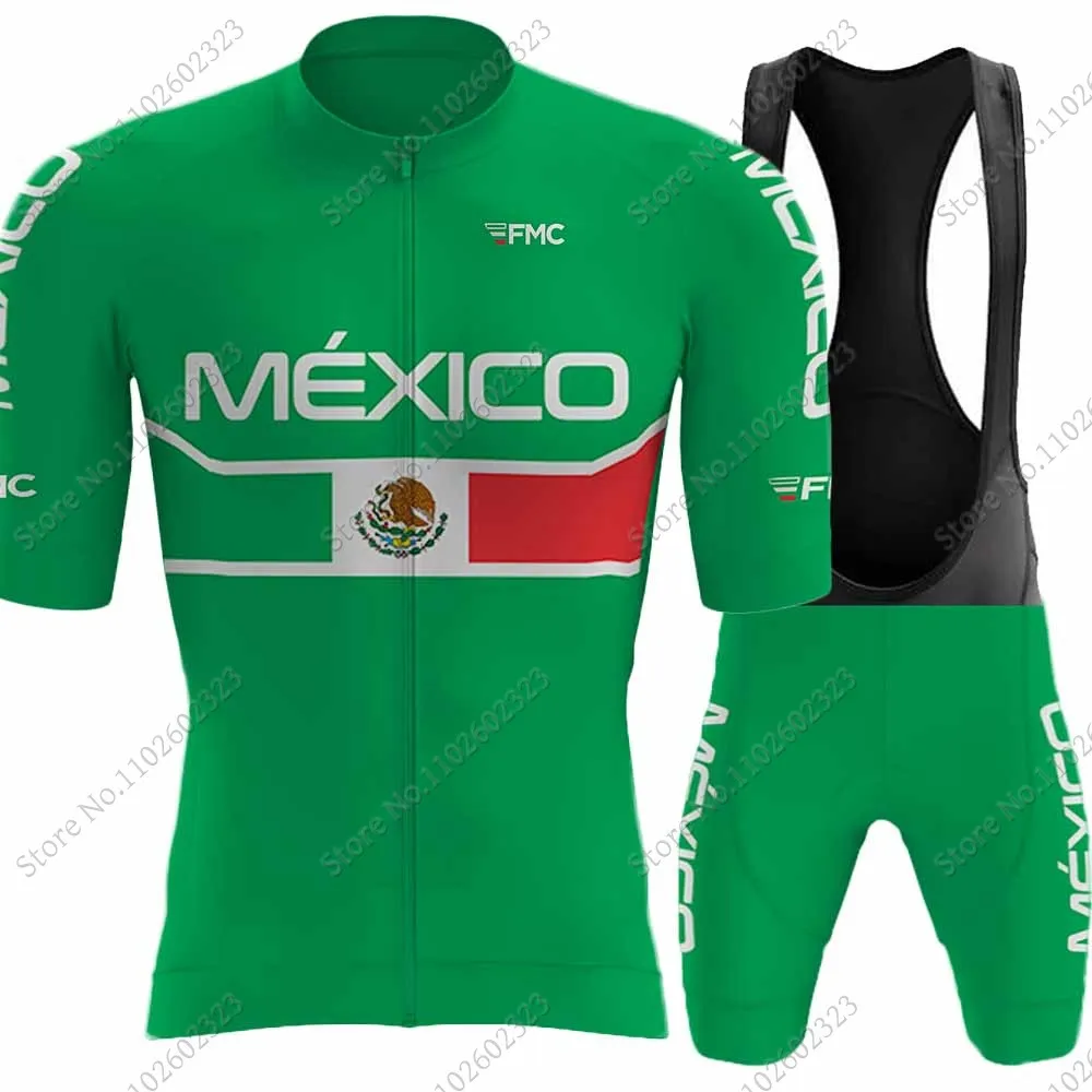 Mexico National Team Cycling Jersey 2024 Set Cycling Clothing Men Road Bike Shirt Suit Summer Bicycle Bib Shorts MTB