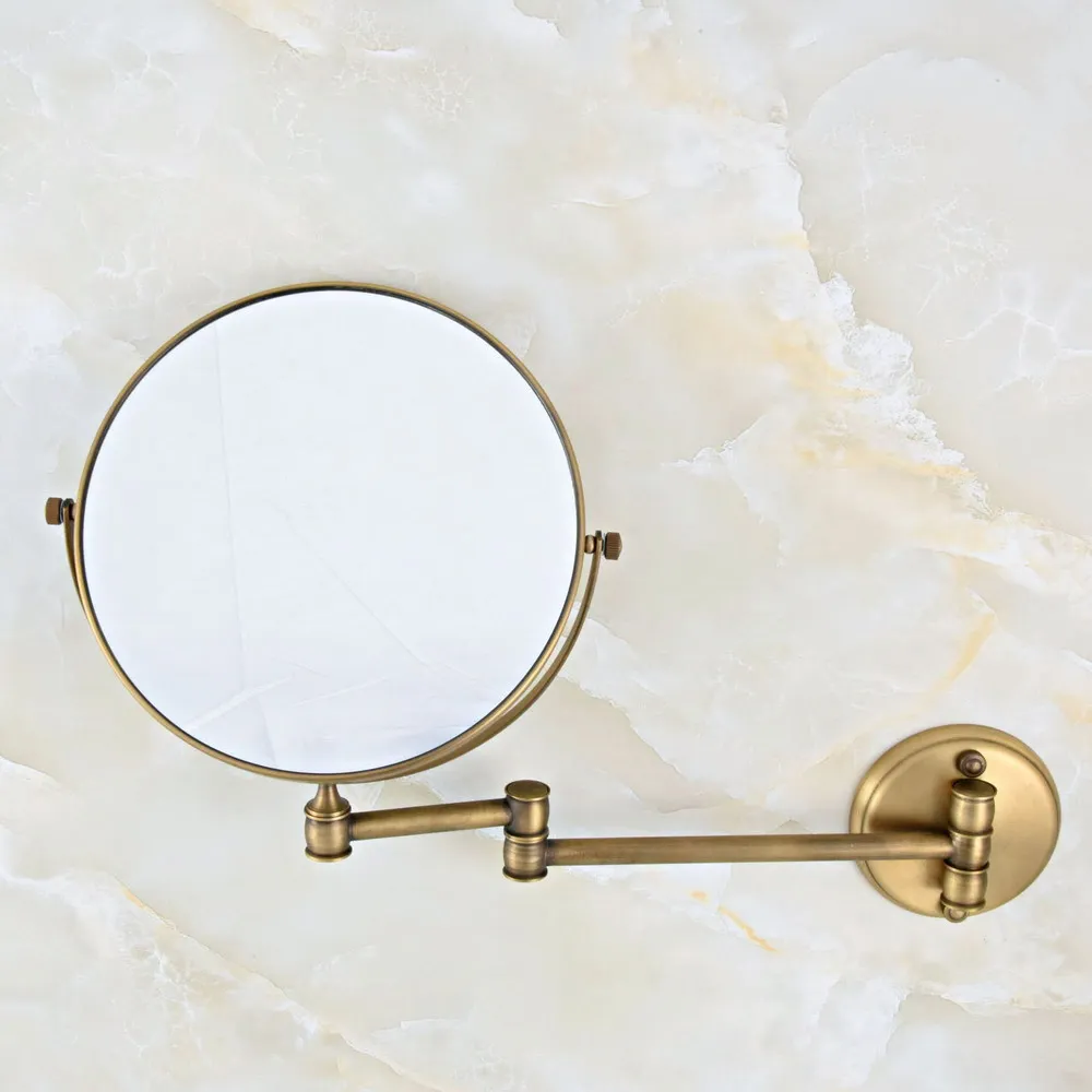 Antique Brass Double Side Makeup Mirror Folding Wall Mounted 3x Magnifying  Cosmetic Mirror  Lba635