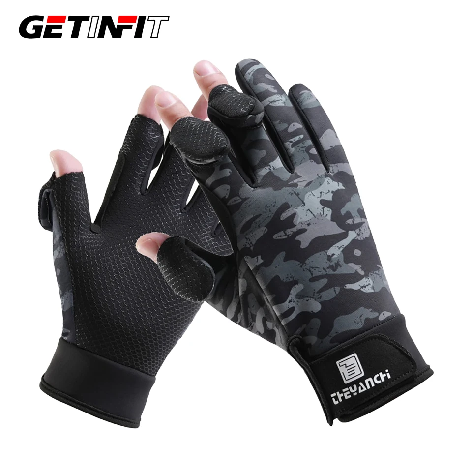 AliExpress GETINFIT Cycling Gloves Winter Expose Three Fingers Windproof Wear-resistant Adding Fleece Keep Warm Waterproof Touch Screen Men
