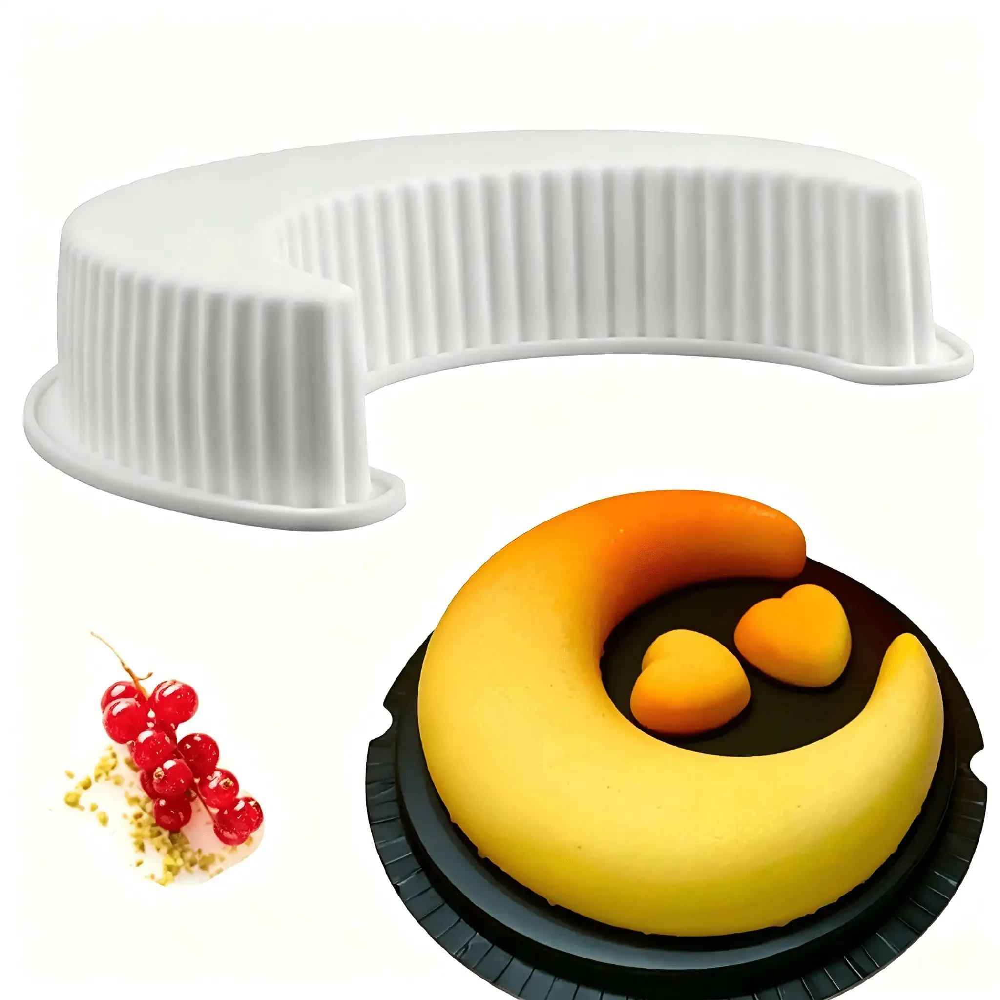 1-2 PCS Crescent Moon Shape Silicone Cake Pan, Moonlight Sonata Mousse Cake Bread Pizza Baking Mold Kitchen Baking Tools