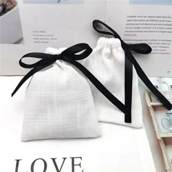 Custom Small White Cotton  Pouch Cotton Drawstring Pouch  Jewelry Necklace Ring Pouch Recyclable Friendly Cotton gift bag