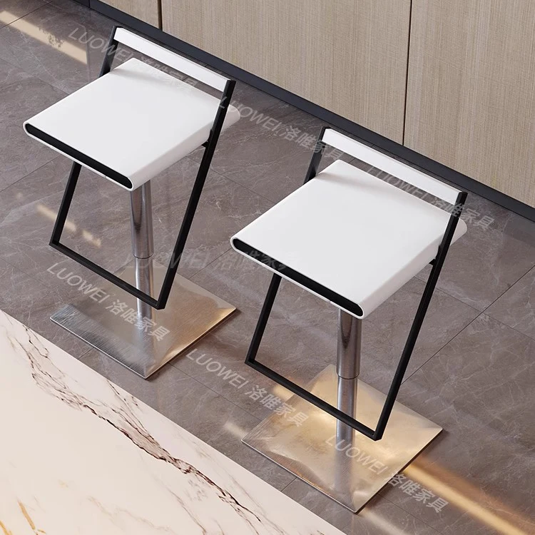 

Adjustable Resturant Bar Stools Back Simple Nordic Island High Chairs Modern Designer Swivel Sgabello Cucina Alto Bar Furniture