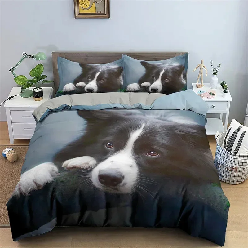 

Cute Dog Bedding Set Microfiber 3D Pet Puppy Duvet Cover Animal Theme Quilt Cover Single Queen King For Boys Girls Bedroom