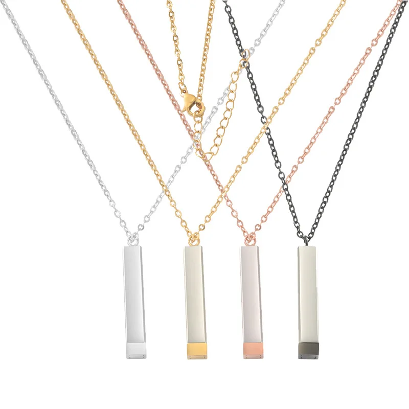 

2Pcs/Lot Mirror Polish Stainless Steel Hidden Pendant Charms Square Cube Bar For DIY Fashion Necklace Jewelry Friend Lovers