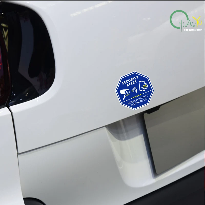 CCTV sign sticker with 24-hour monitoring and camera recording icon decoration
