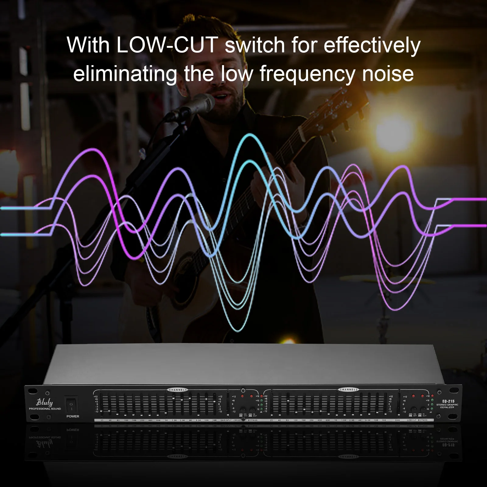 15-Band Equalizer Btuty EQ-215 Channel 15-Band Equalizer 1U Rack Mount 2-channel Stereo Graphic Equalizer Musical Equalizer