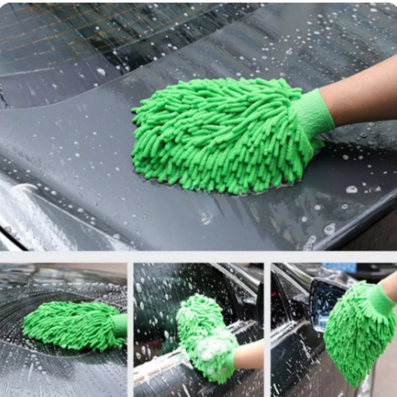 

Microfiber Car Wash Gloves Chenille Coral Velvet Car Gloves Super Absorbent Thickened Lining Cleaning Beauty Tools