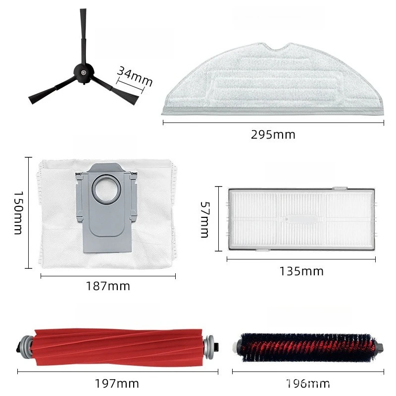 

Подходит для аксессуаров для робота-пылесоса Roborock S7MaxV Ultra/G10S PRO: основная и боковые щетки, фильтр, тряпка для мытья полов, мешок для сбора пыли.