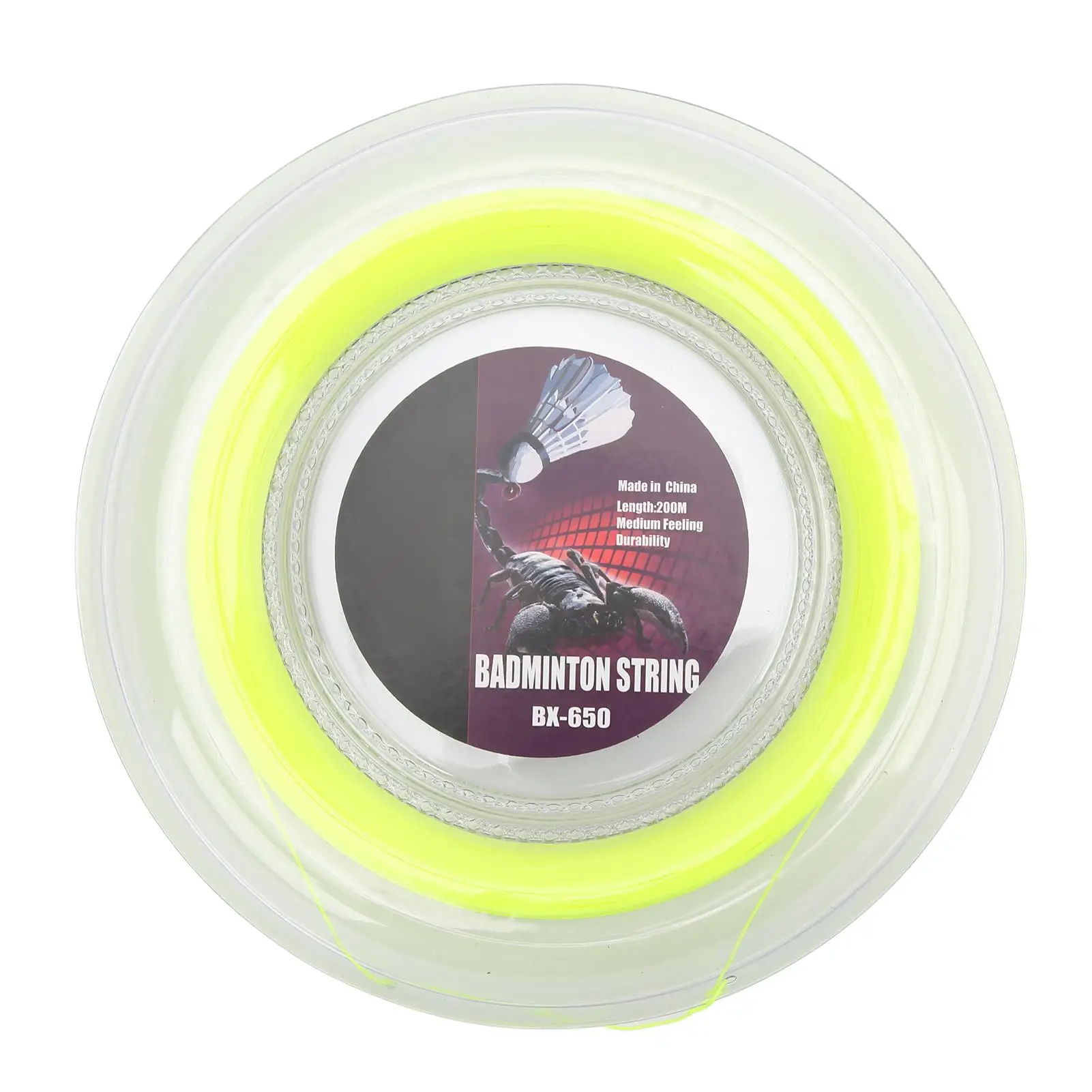 Fluorescent Yellow Badminton Racket String 0.72mm 200m Reel - Ideal for amateur Training