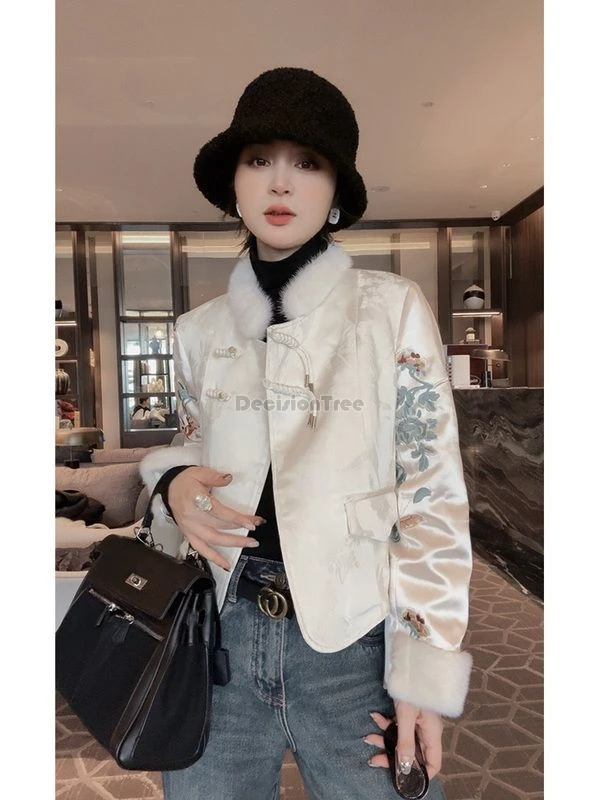 2024 new chinese style women's tang suit thick coat plate buckle cotton choengsam jacket female autumn and winter daily top b274