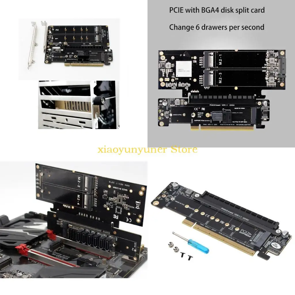 P9JB PCI-Express x16 to x8+x4+x4 Splitter Card Expand Adaptor M.2 NVMex 2 Input Ports