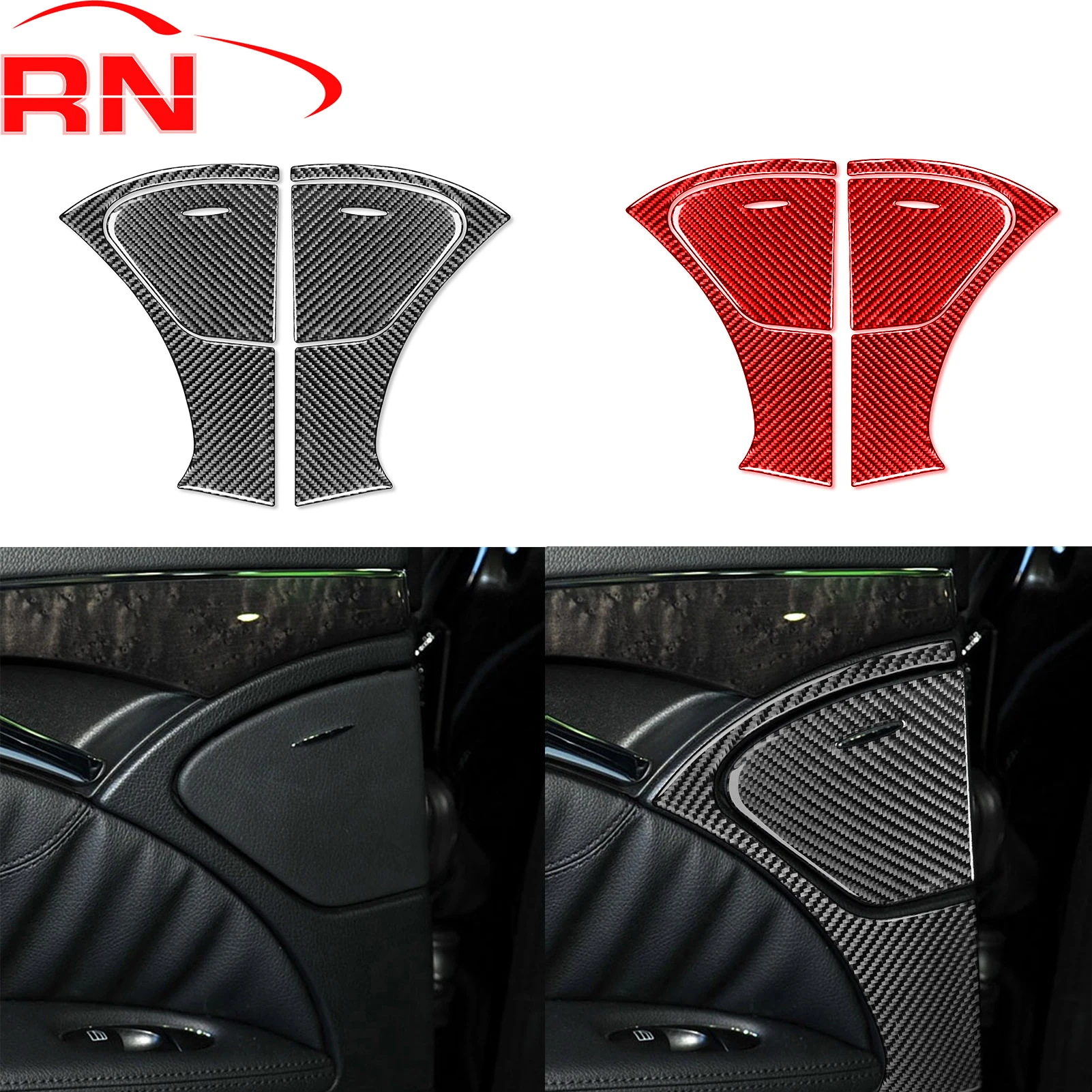 

For Mercedes Benz E-Class W211 2003-2009 Refit Carbon Fiber Rear Door Ashtray Panel Set Decorative Accessories Stickers