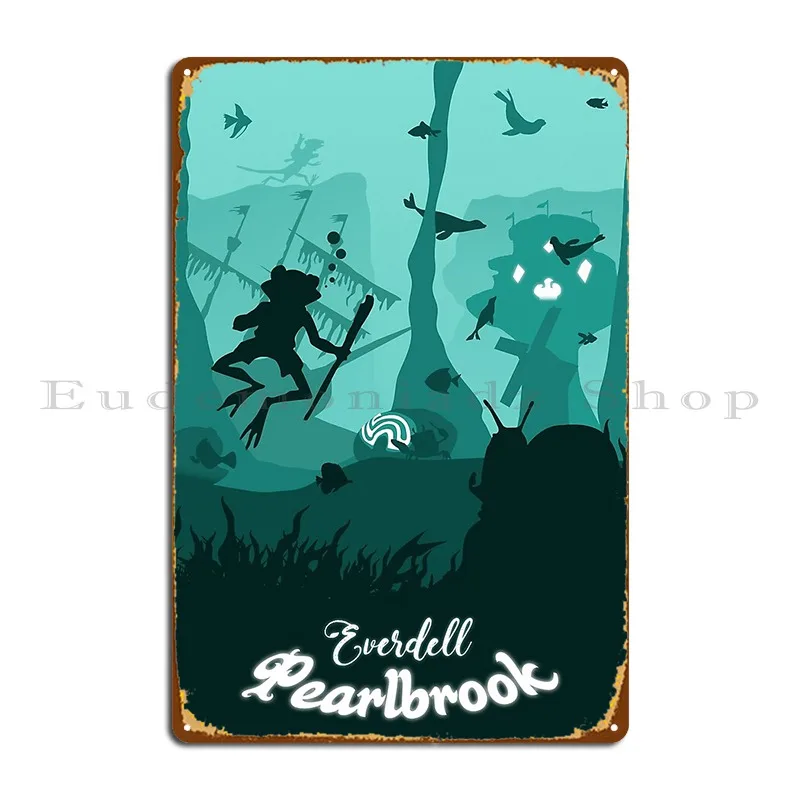 Everdell Pearlbrook gry planszowe minimalistyczna podróż metalowy znak impreza spersonalizowane plakaty plakat znak blaszany