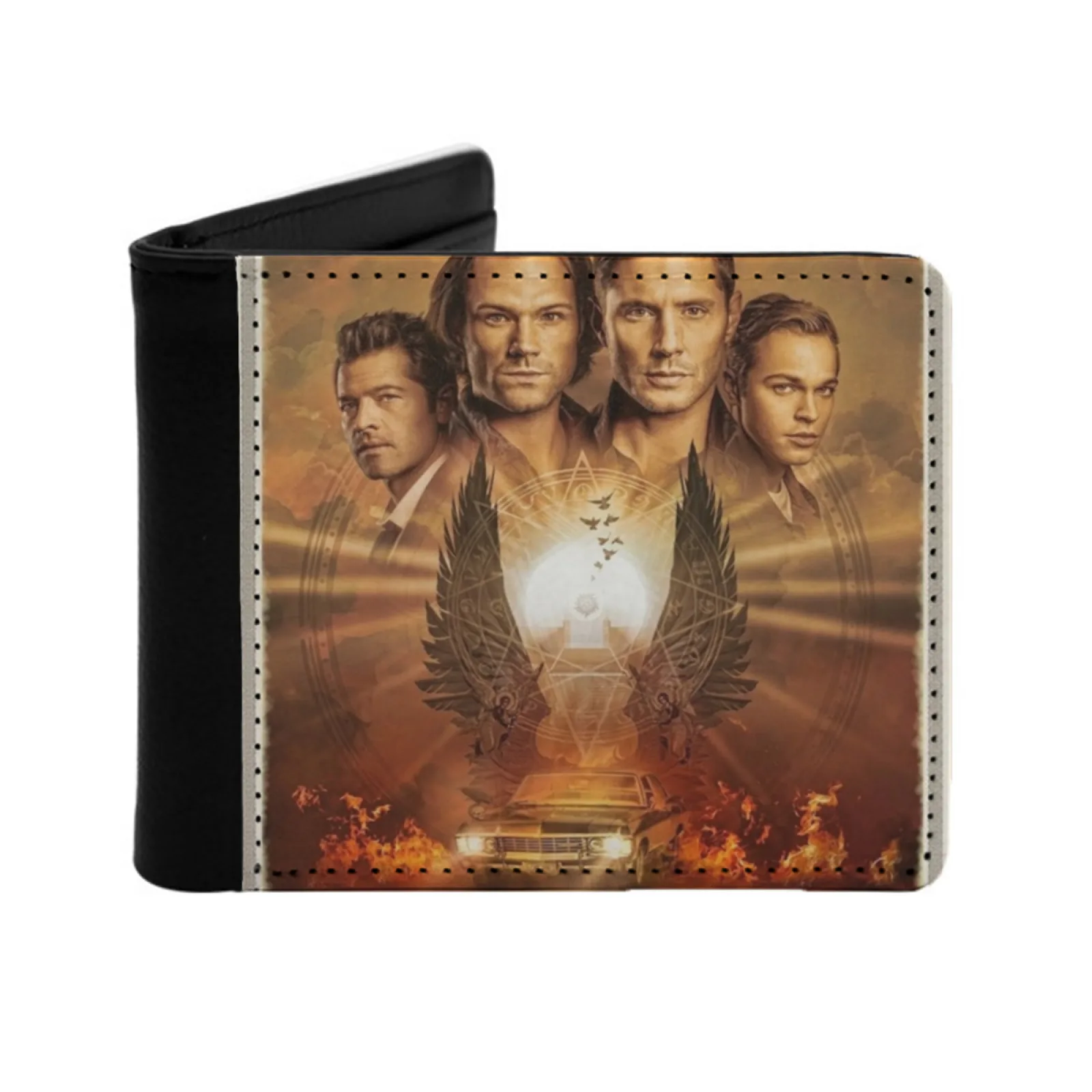 Supernatural Season 15 Promo Photo With Castiel And Jack Personalized Men's Leather Wallet Card Money Bag Pu Leather Wallet As