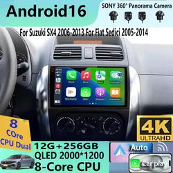 Android 16 Car Radio for Suzuki SX4 2006-2013 Fiat Sedici 2005-2014 Multimedia Video Player Navigation 2din Carplay Stereo Audio