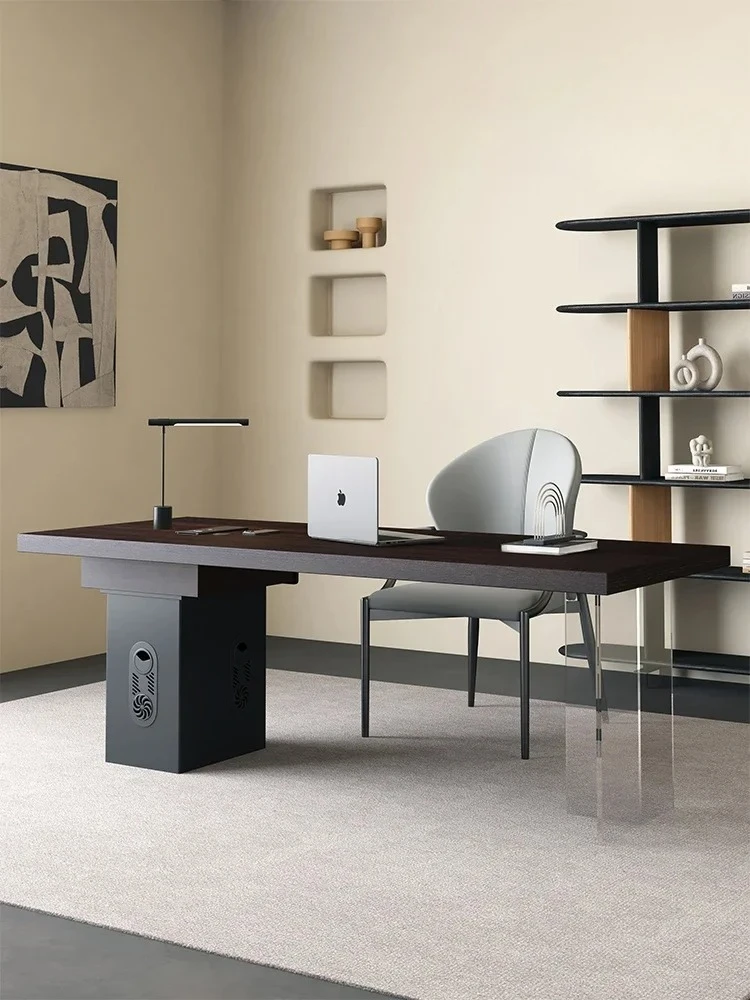 

Smoky color Italian minimalist boss desk acrylic desk solid wood modern minimalist computer desk
