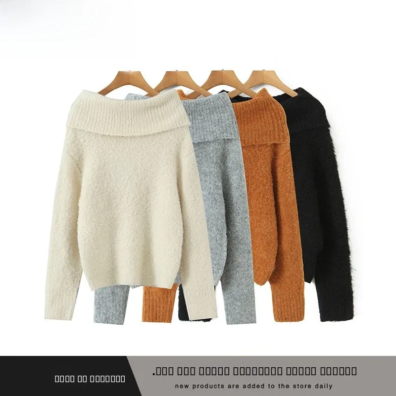 

Моющийся мягкий корейский свитер на одно плечо, новая осенне-зимняя женская одежда ZR Sle, теплый длинный свек, полиэфирное волокно