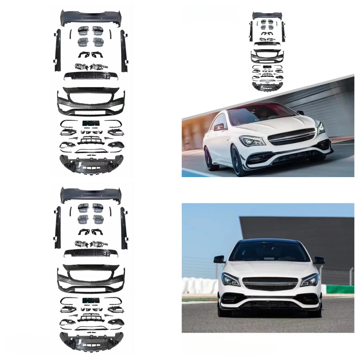 

Комплект обвеса Stlf Auto Body Parts в стиле CLA45: передний сплиттер, задний диффузор, боковые пороги, вентиляционные отверстия, спойлер для W117 2016-2018