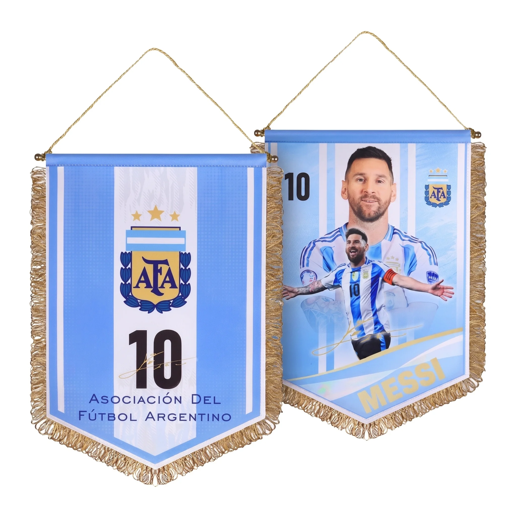 Juxing Power Authentic Official Merch | Argentina National Team Blue‑White Flag Player Signed Collectibles Lionel Messi Fan Gift
