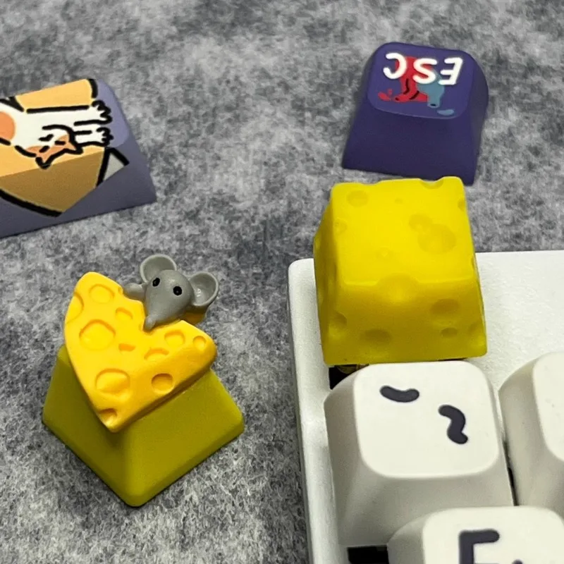 

Customized Handmade Personalized Mouse Keycaps Mechanical Keyboard Buttons Cheese Keycaps Yellow ESC Resin Custom Keycaps