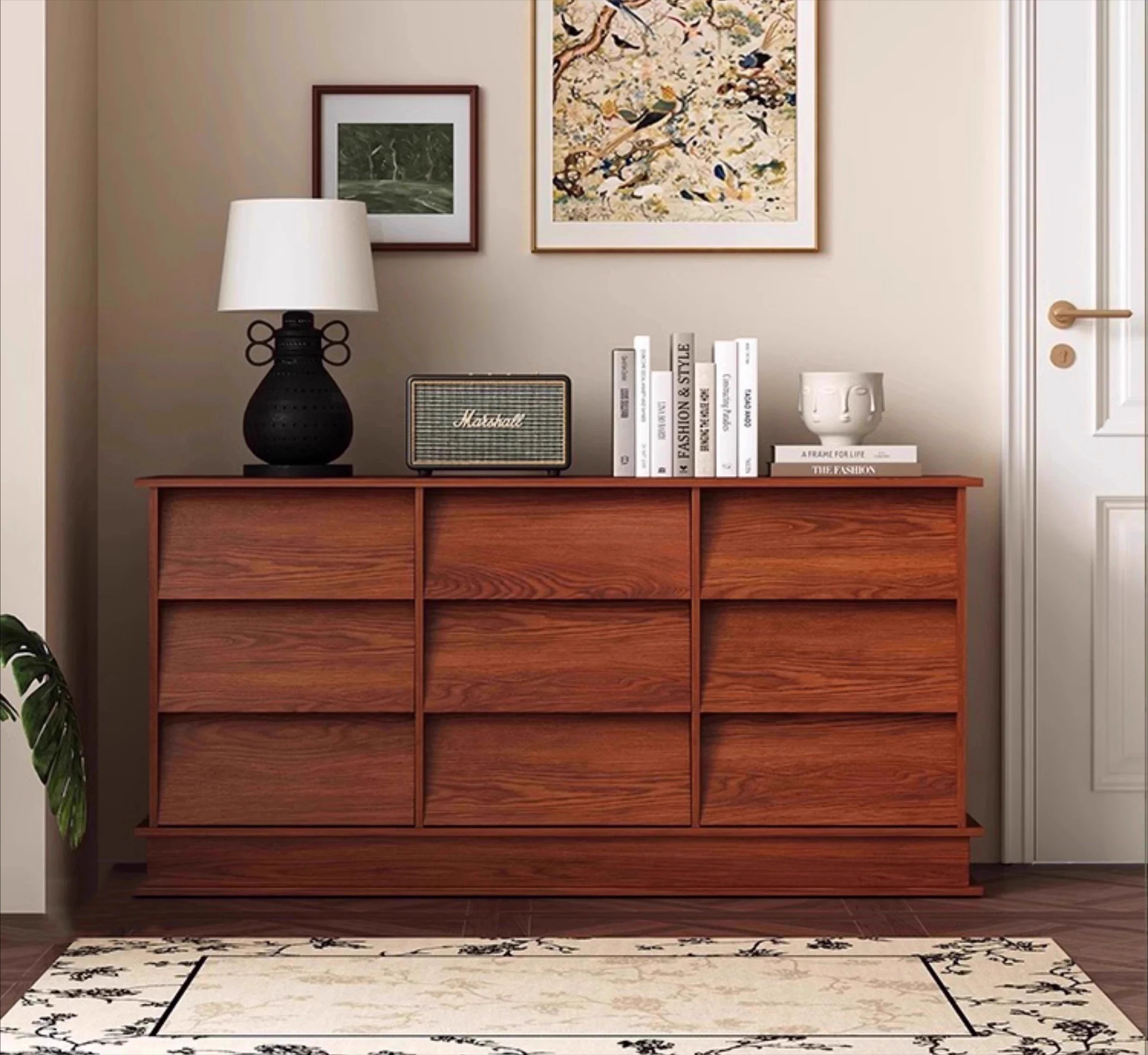 

Medieval solid wood living room bedroom locker retro home drawer porch storage multi-layer cabinet