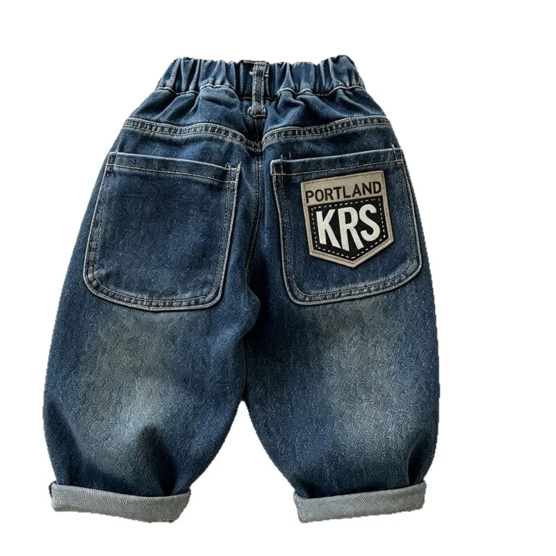 RAISE 2026 Herbst Kinder Jungen Jeans Lose Elastische Taille Kleinkind Jungen Denim Hose mit Buchstaben-Taschen 2-8 Jahre Baby Jungen Hosen – Detail 6