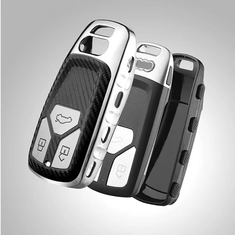 Carbon Fibre Car Key Case Shell Cover Fob For Audi A6 A5 Q7 S4 S5 A4 B9 Q7 A4L 4m TT TTS RS 8S 2016 2017 2018 Accessories