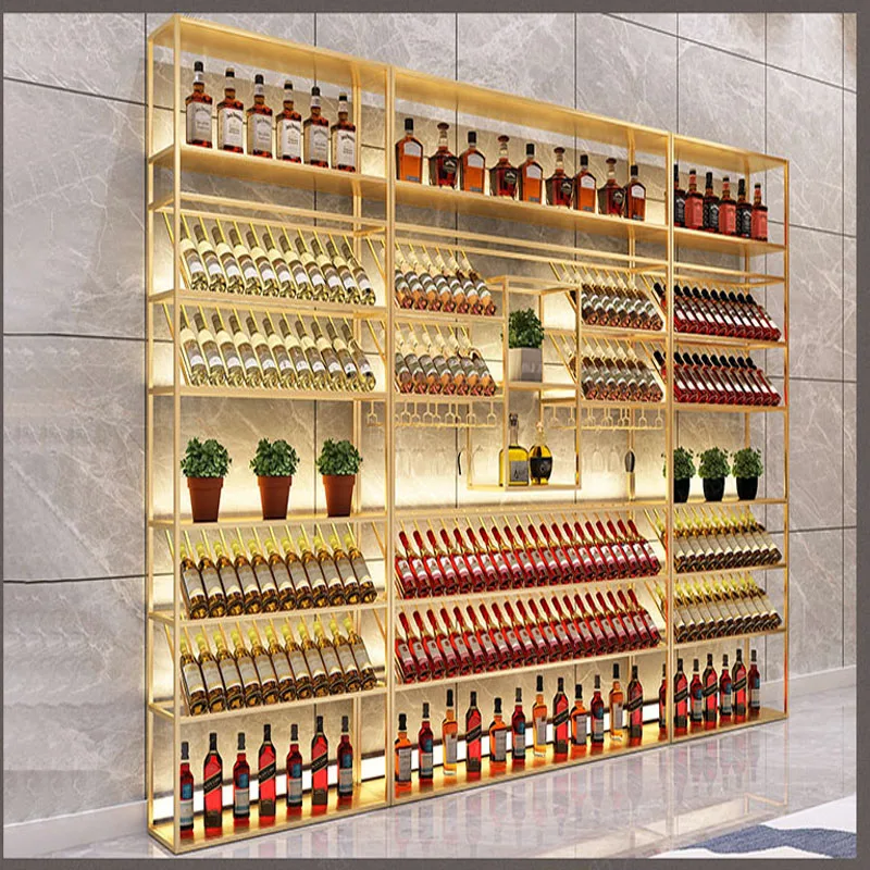 

Bar restaurant partition wine rack floor-to-ceiling wine rack bar counter wall-mounted rack luminous wine cabinet against the wa