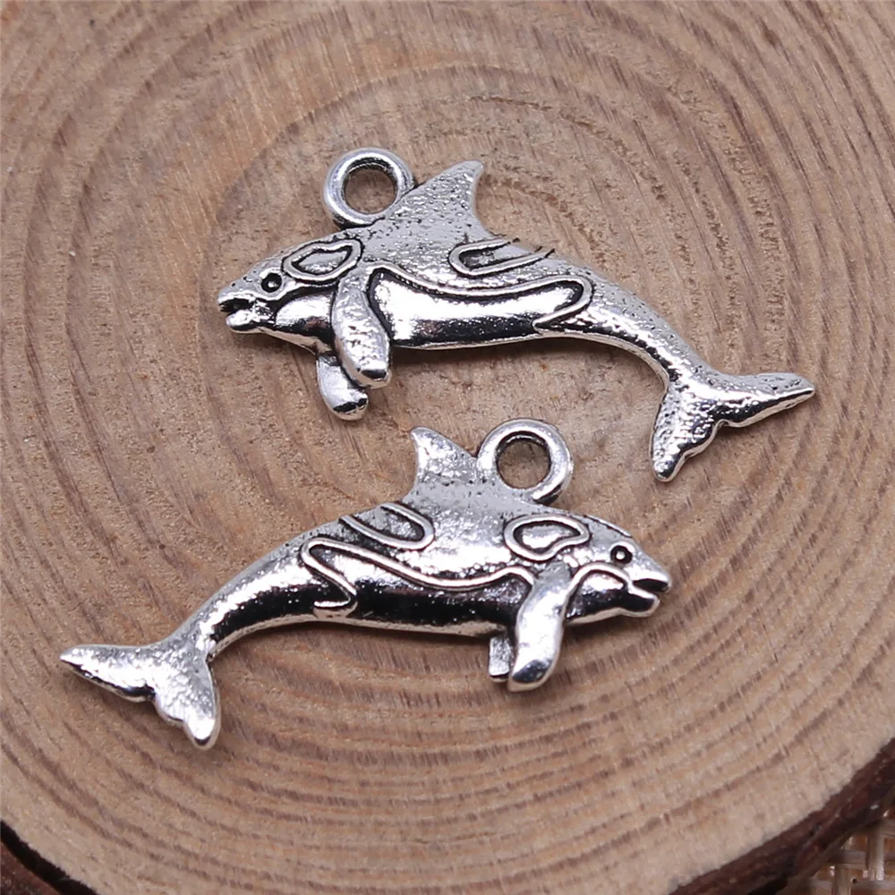 WYSIWYG 20pcs 24x12mm 2 Colors Fish Charms Pendant For DIY Jewelry Making Handmade Jewelry Craft Findings