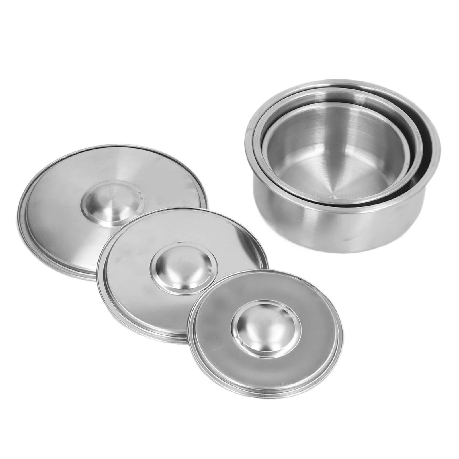 Metal Bowl 304 Stainless Steel Anti Fall Uniform Heat Conduction Mixing Bowl Set Easy Cleaning Heat Proof for Household