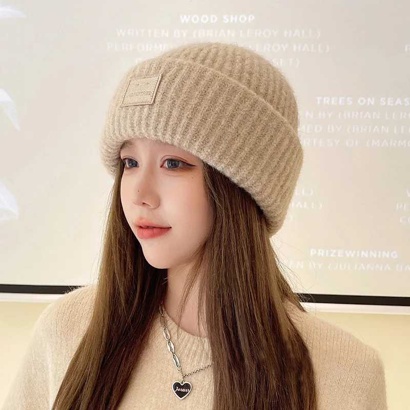 Panama Women\'s Autumn and Winter Wool Knitted Pullover Cold Hat Thickened Headband Ear Protection Fashion Outdoor H154