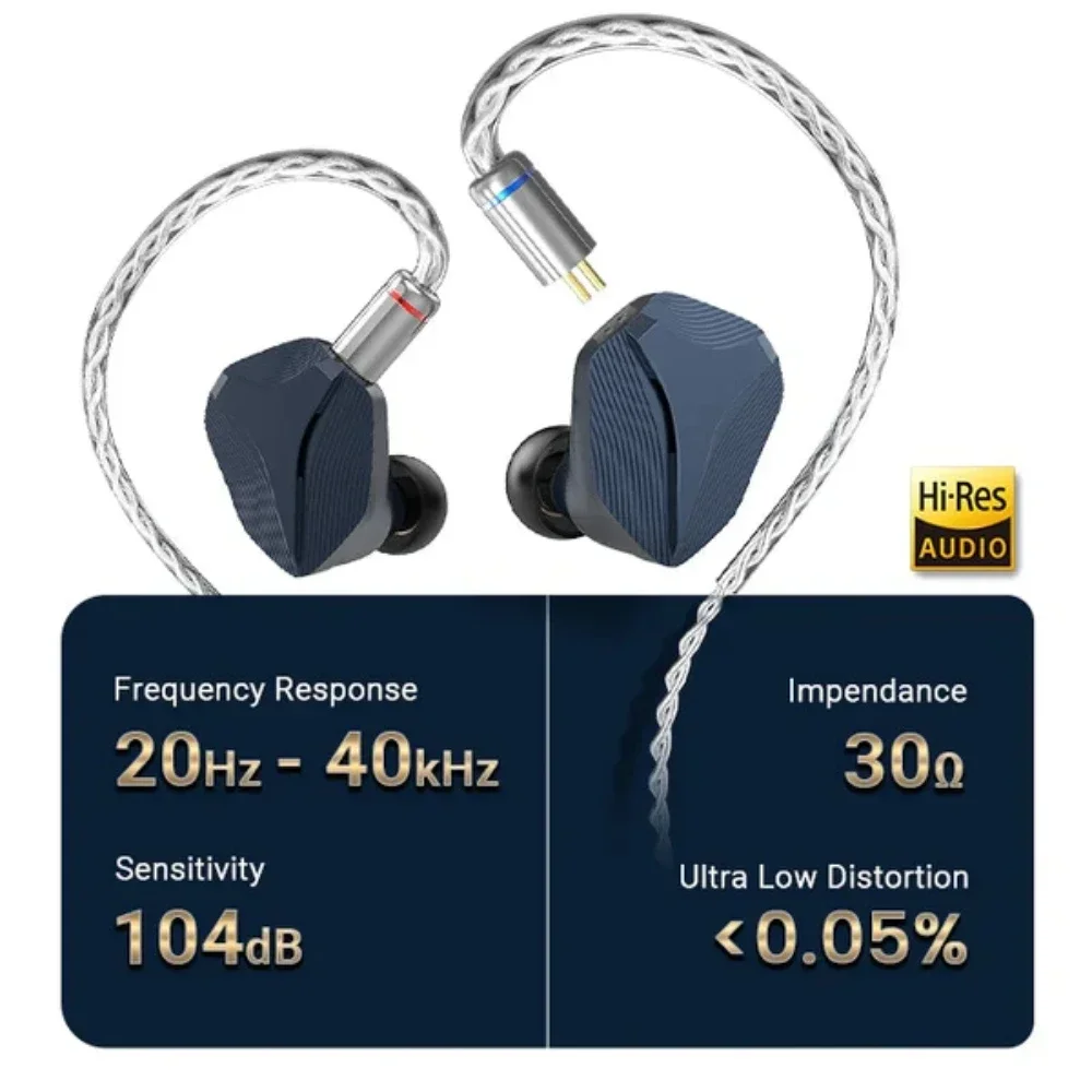 Hidizs MP145 Ultra-duże płaskie magnetyczne przewodowe słuchawki douszne hi hi ems monitoruje odłączany kabel słuchawkowe i wytrzymałą wtyczkę 2-pinową