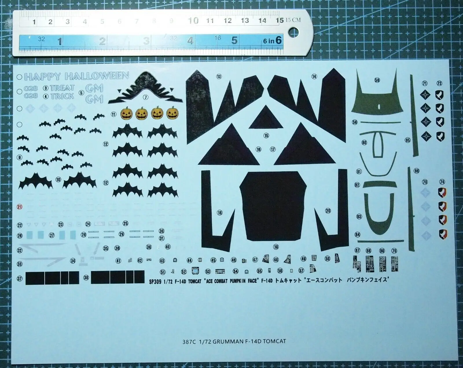 รูปลอกขนาด1/72 F-14D ชุด387C รูปฟักทองใส่ต่อสู้กับแมวทอมแคทสำหรับนักสู้