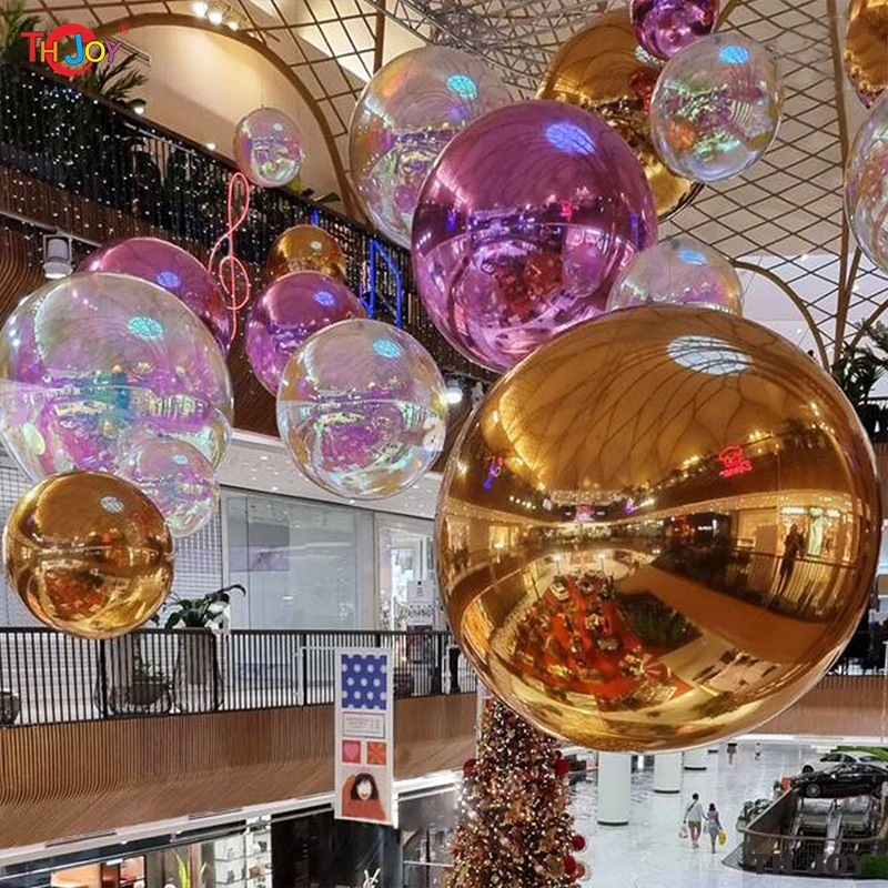 

Dazzling Giant Outdoor Silvery Inflatable Mirror Ball For Disco Party Decoration 50cm 100cm Inflatable Mirror Spheres