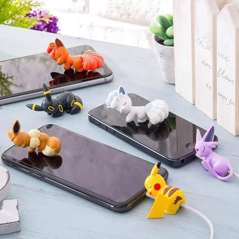 Pokemon Cartoon Doll Animated Image Creative Holding Line Series Protective Cover Universal Charger Anti-breaking Birthday Gift