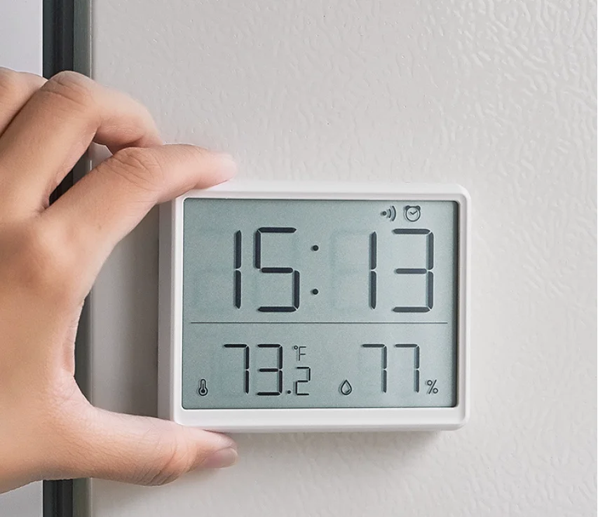 Ultra Thin Magnetic LCD Digital Clock 3.7 Inch Wall Mounted Alarm Clock for Bedside Living Room Refrigerator Desk Clock
