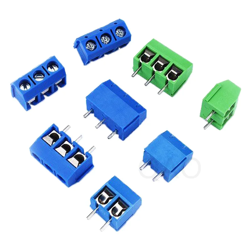 10/20/50Pcs/lot KF301-5.0-2P KF301-3P KF301-4P Pitch 5.0mm Straight Pin 2P 3P 4P Screw PCB Terminal Block Connector Blue Green