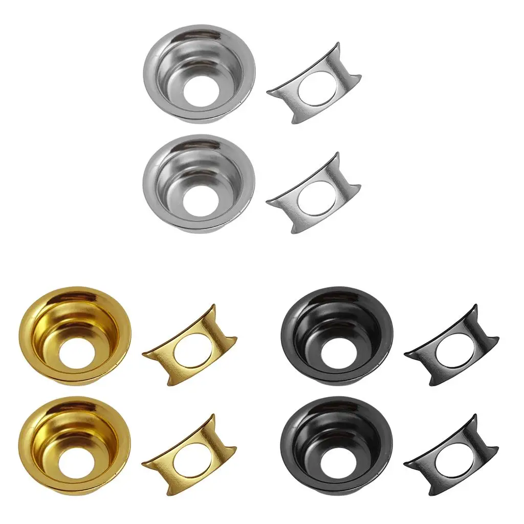 Tooyful 2 Pieces Iron Round Cup Jack Plate Socket Cover Head Cap Retainer Clip for Electric Guitar Parts