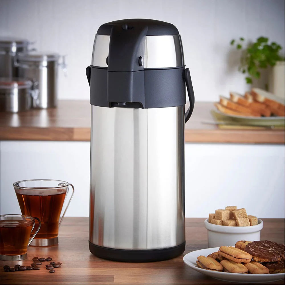 Airpot Thermos Coffee Carafe Insulated Stainless Steel Coffee Dispenser with Pump Thermal Beverage Dispenser Vacuum Jug Hot&Cold