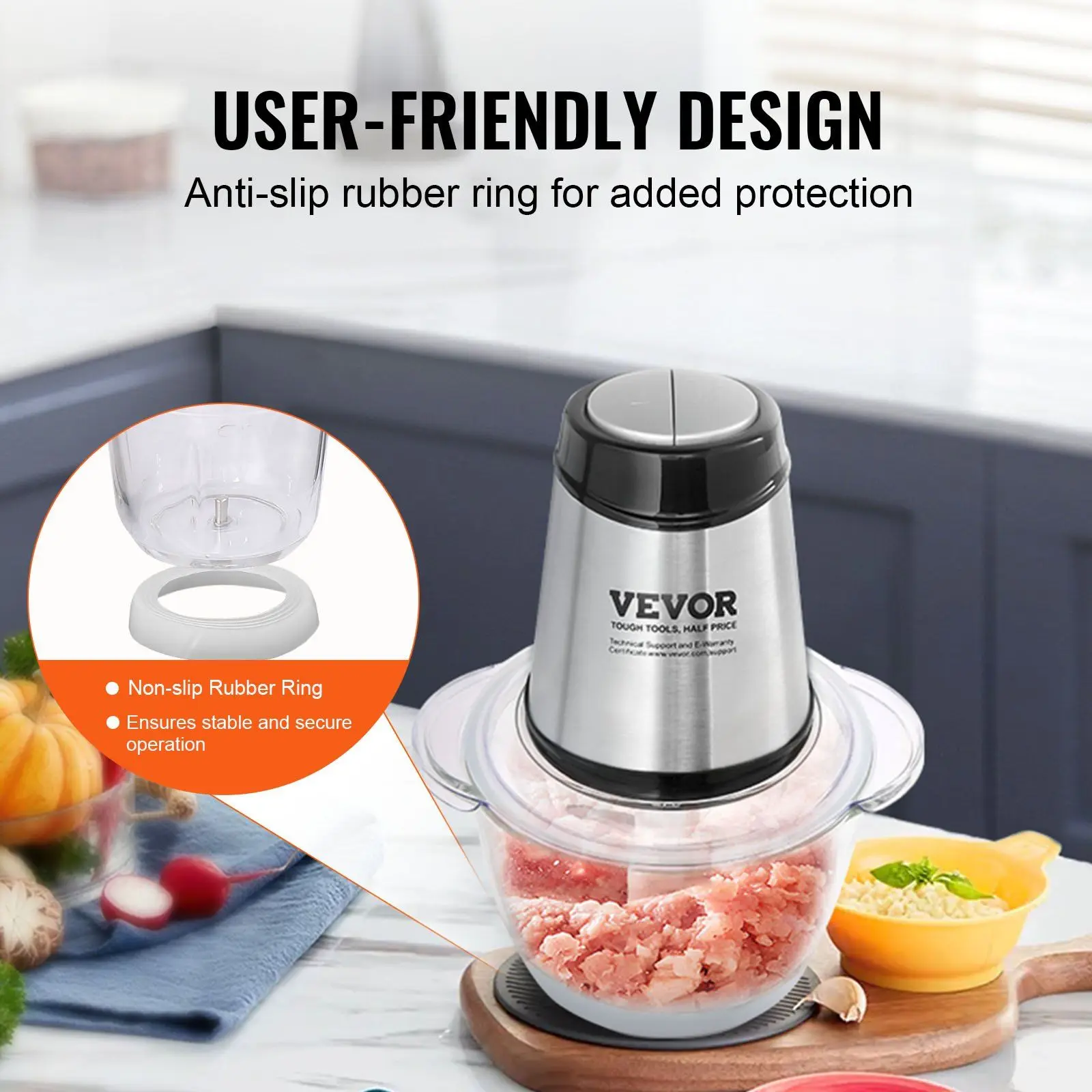 

Onion, Vegetables 5 Cup Glass Bowl, 400W Electric Food Chopper, Food Processor, 2 Speeds Food Grinder for Baby Food, Meat,