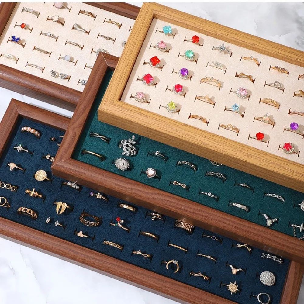 

Velvet Fashion Jewelry Trays Large Capacity Organizer Stud Earrings Storage Rack Wear-resistant Space Saving Rings Display Tray