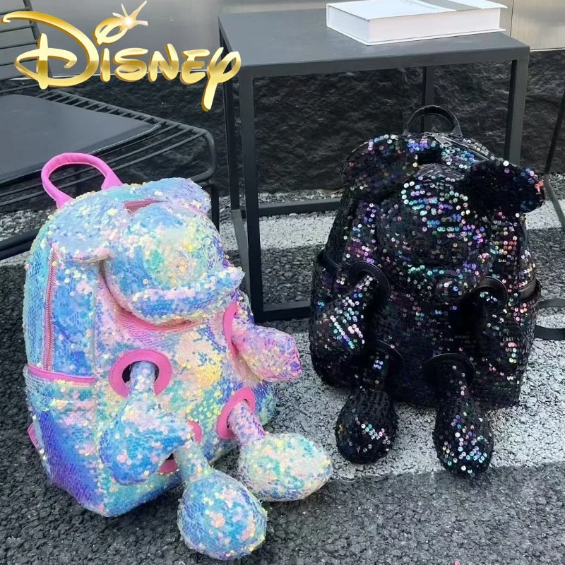 

Disney Mickey New Sequin Women's Backpack Large Capacity Cartoon Women's Doll Backpack High Quality Luxury Leisure Backpack