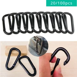 20 pieces black/silver black carabiners