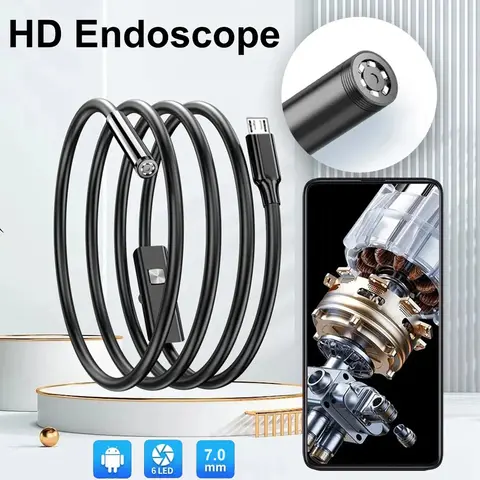 OTG 안드로이드 폰 PC용 2 IN 1 HD 내시경, 7mm 내경 검사용 스네이크 카메라, IP67 방수, 6개 LED 조명 조절 가능 OTG 안드로이드 폰 PC용 2 IN 1 HD 내시경, 7mm 내경 검사용 스네이크 카메라, IP67 방수, 6개 LED 조명 조절 가능